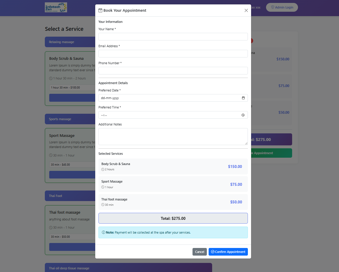 Customer Booking Interface - Step 2